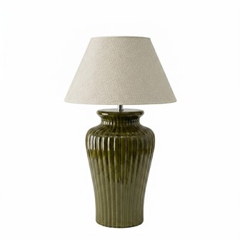 Duża lampa stołowa ceramiczna oliwkowa Dahlia